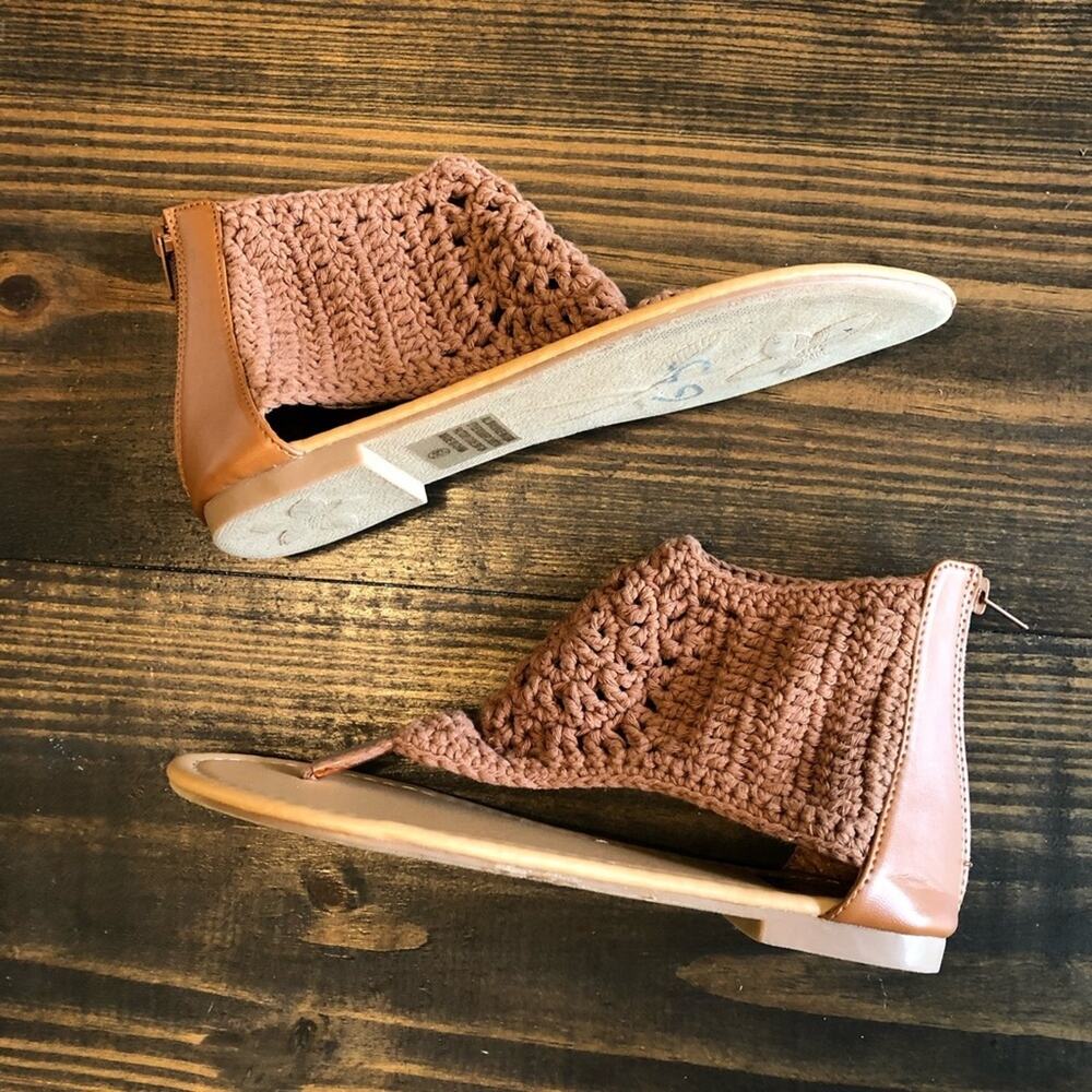 Bumper Boho Crocheted Sandal Neutral Brown Womens 6.5 Hippie Festival Bohemian - Picture 7 of 12